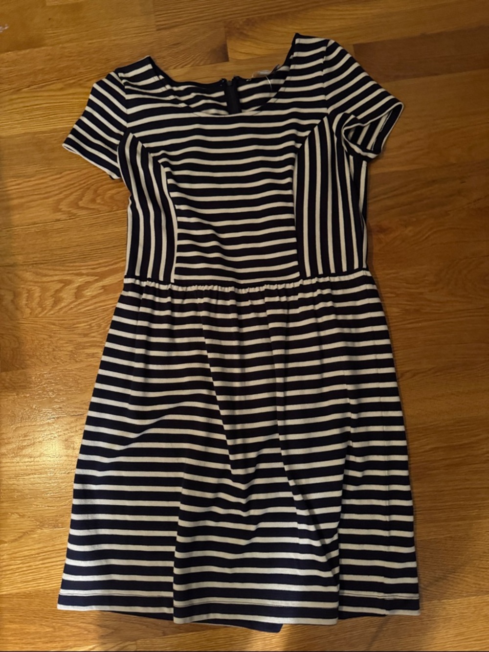LOFT Navy and White Striped Short Sleeve Dress